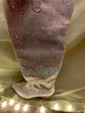 Silver Sequin Over the Knee Boots